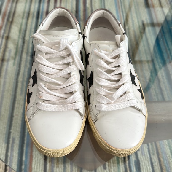 Saint Laurent Paris Court Classic White Leather Silver Star Sneakers - Picture 2 of 11